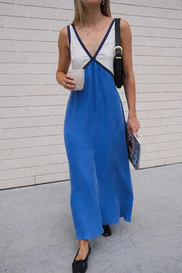 Jade Bold Colourblock V-Neck Midi Dress
