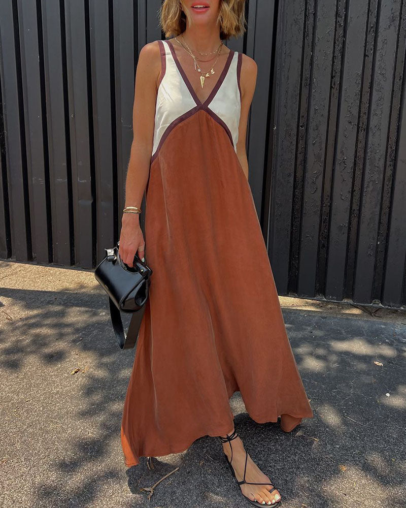 Jade Bold Colourblock V-Neck Midi Dress