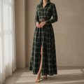 Hazel Classic Plaid Maxi Shirt Dress