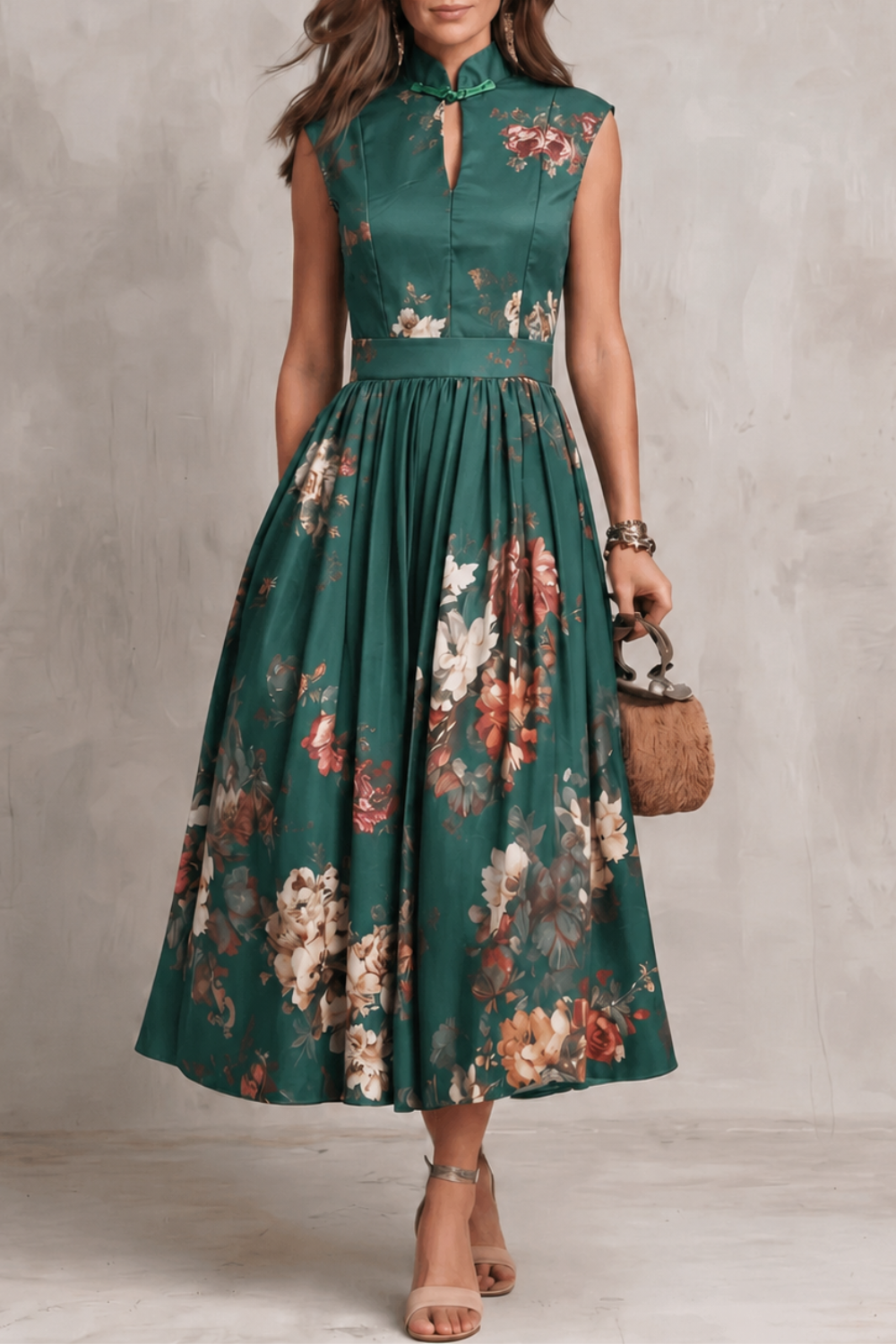 Ottilie Structured Midi Event Dress with Defined Waist