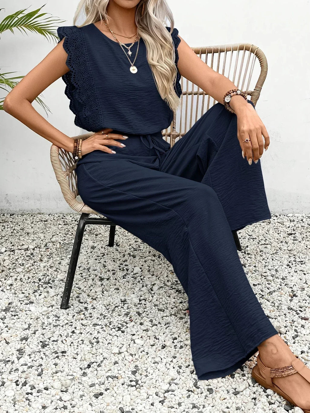 Clementine Flutter Sleeve Top and Wide Leg Trousers Set