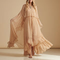 Coralie Airy Chiffon Cape Maxi Dress