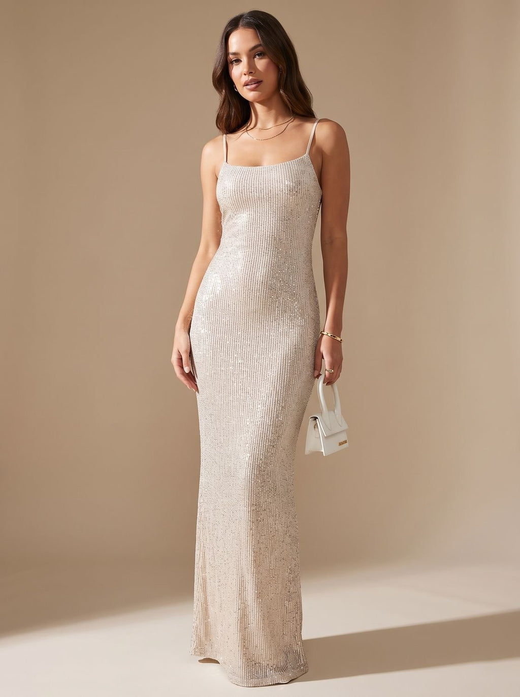 Goldie Glamorous Glitter Bodycon Party Maxi Dress