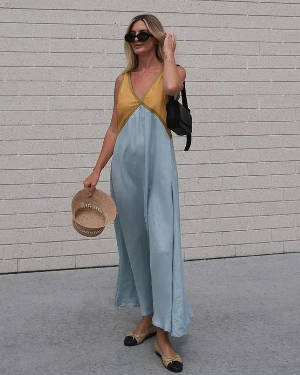 Jade Bold Colourblock V-Neck Midi Dress