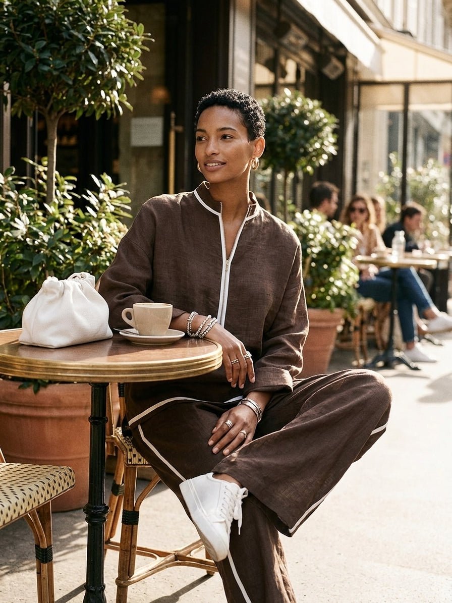 Natasha Relaxed Linen Oversized Top and Wide Leg Pants Set
