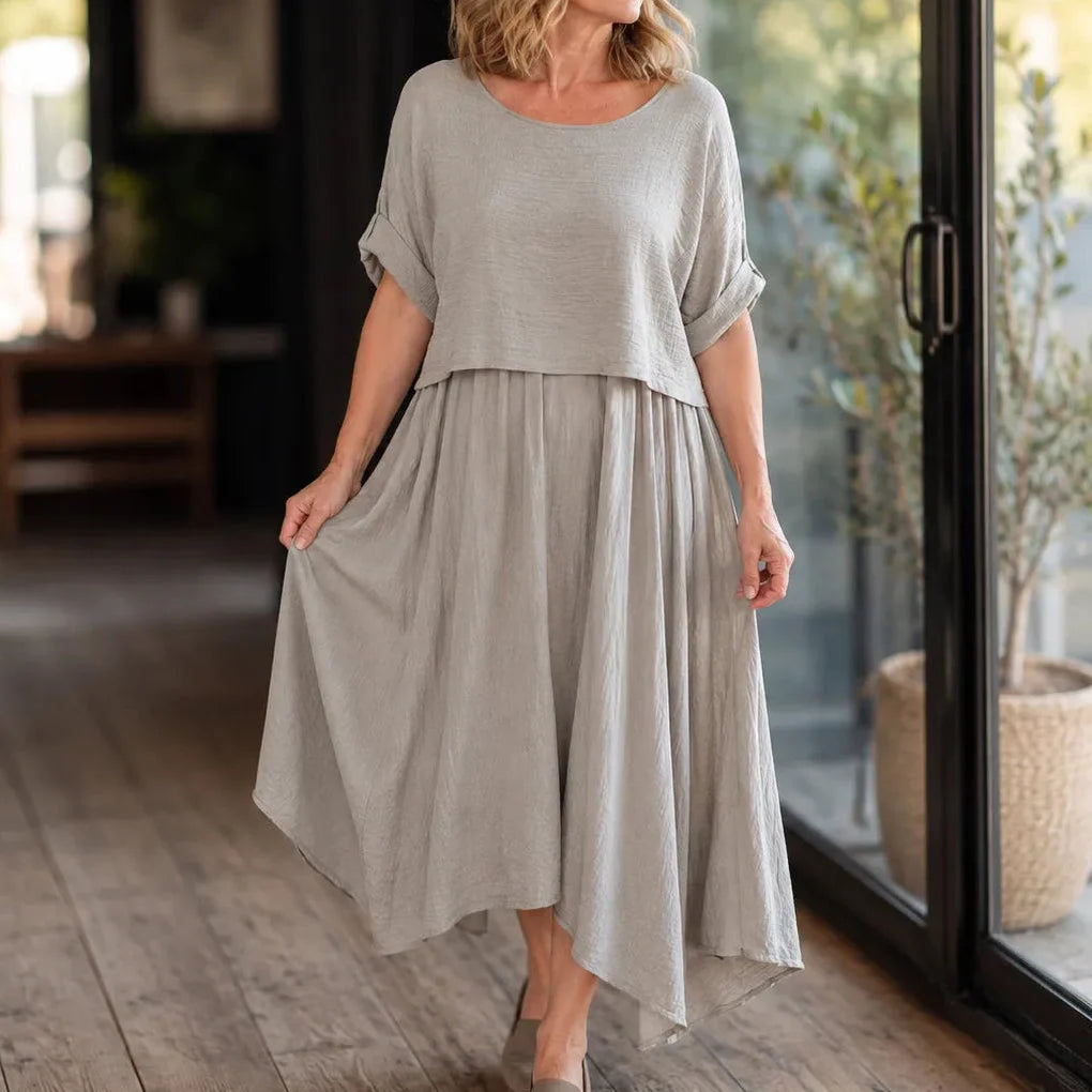 Noelle Effortless Linen-Look Top and Skirt Set