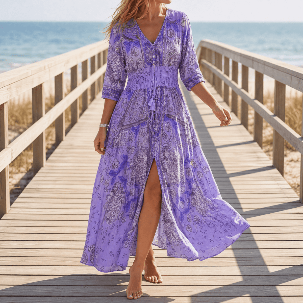 Daisy Feminine Floral Wrap Maxi Dress