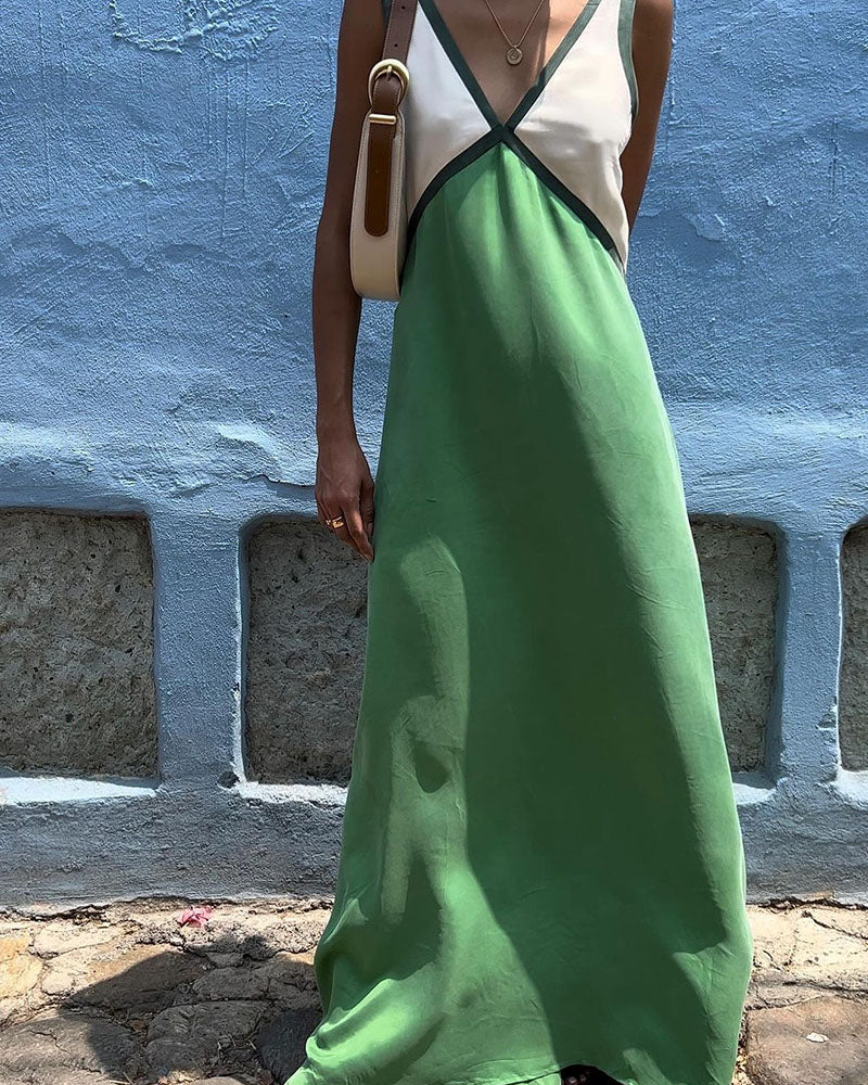 Jade Bold Colourblock V-Neck Midi Dress