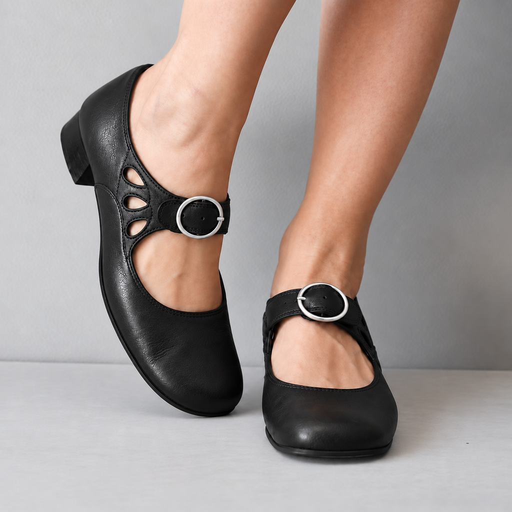 Delia Retro Buckle Comfort Sandals