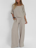 Mira Boxy Linen Top and Wide-Leg Trousers Set