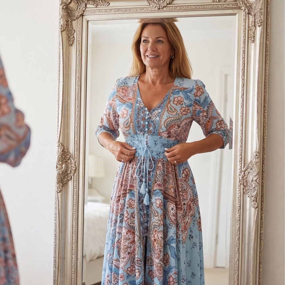 Daisy Feminine Floral Wrap Maxi Dress