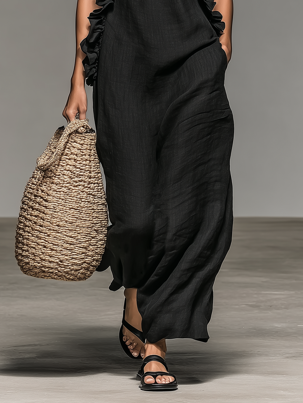 Aurora Graceful High Neck Ruffle Maxi Dress