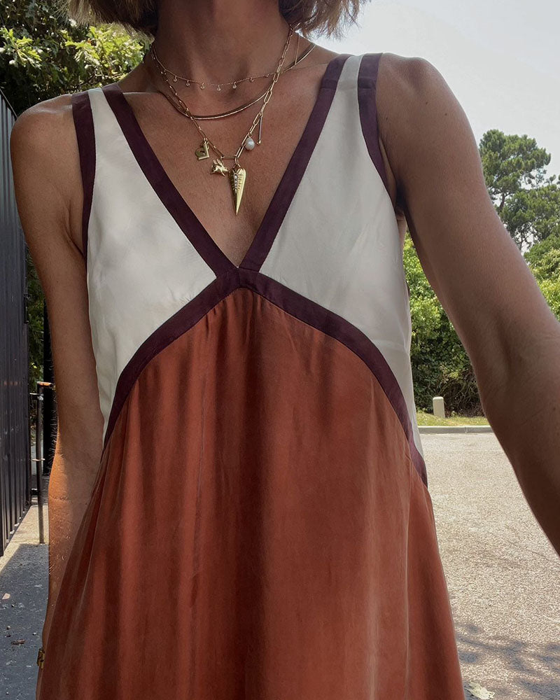 Jade Bold Colourblock V-Neck Midi Dress