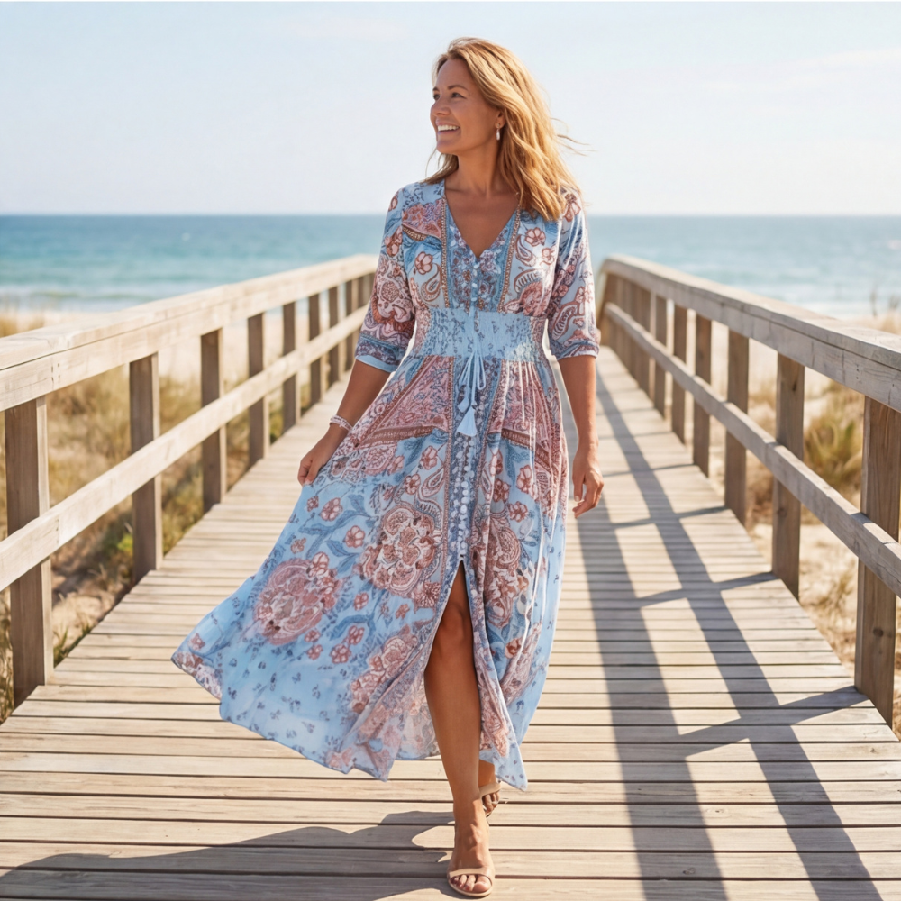 Daisy Feminine Floral Wrap Maxi Dress