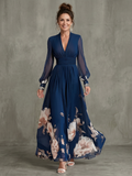Clara Graceful Pleated Maxi Dress with Sheer Sleeves