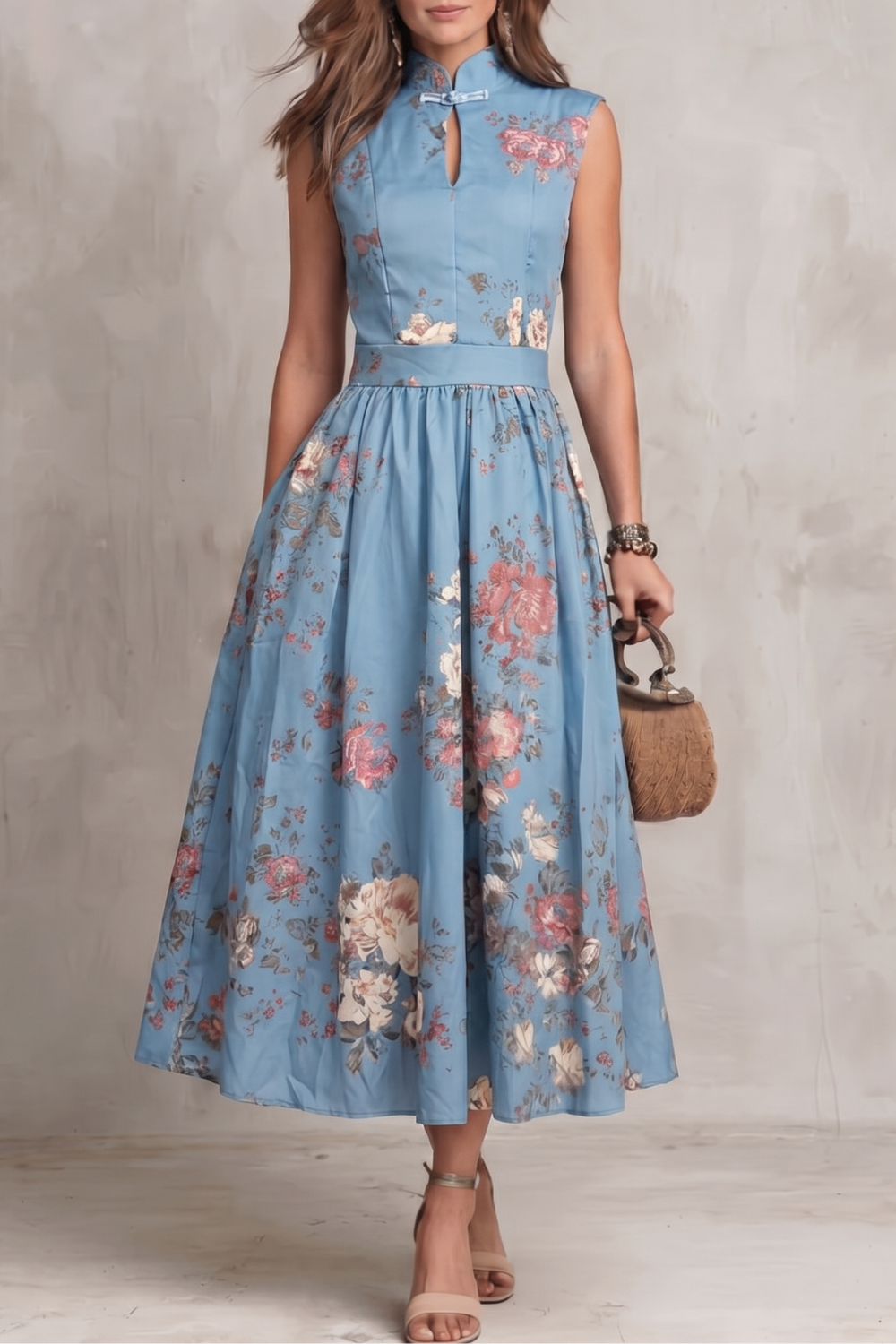 Ottilie Structured Midi Event Dress with Defined Waist