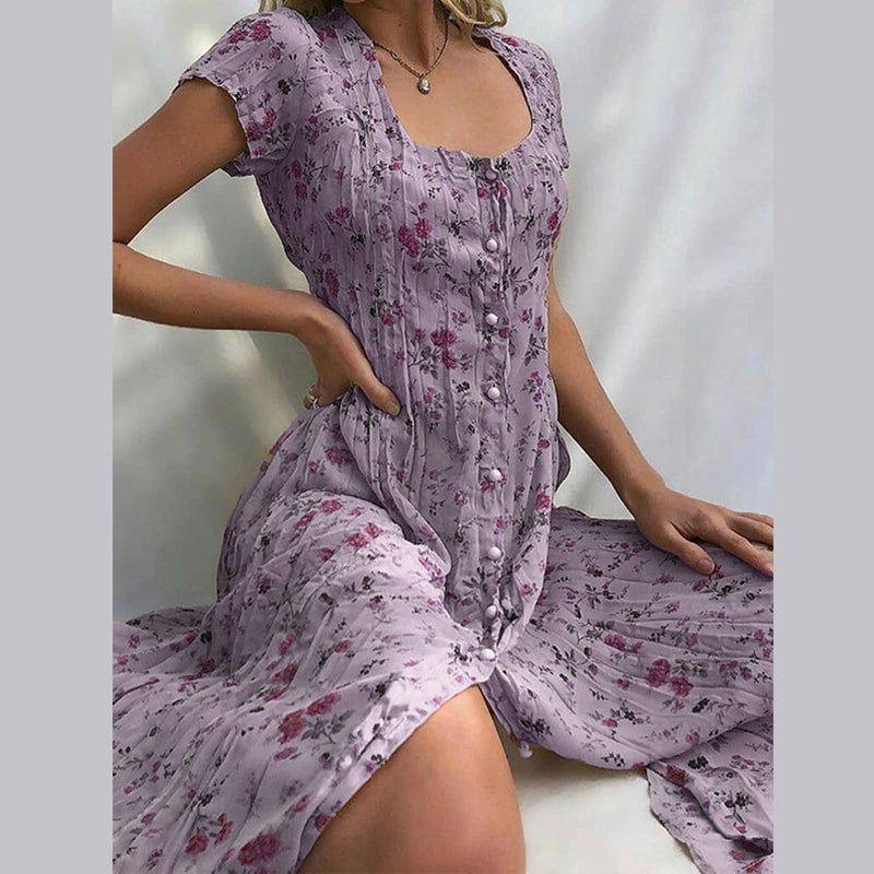 Mabel Sweet Floral Button Front Midi Dress