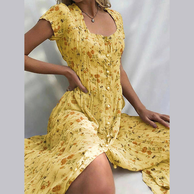 Mabel Sweet Floral Button Front Midi Dress