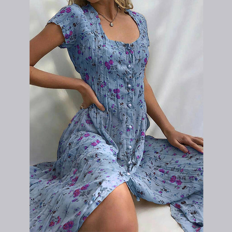 Mabel Sweet Floral Button Front Midi Dress