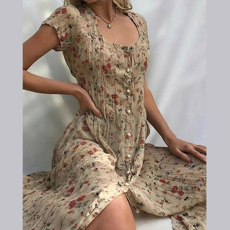 Mabel Sweet Floral Button Front Midi Dress
