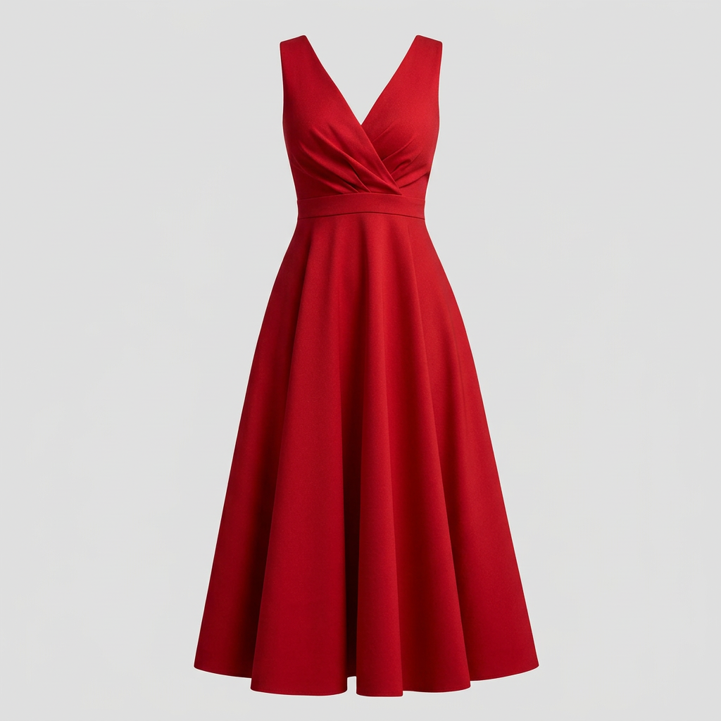Mila Sleek V-Neck Midi Dress