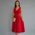 Mila Sleek V-Neck Midi Dress