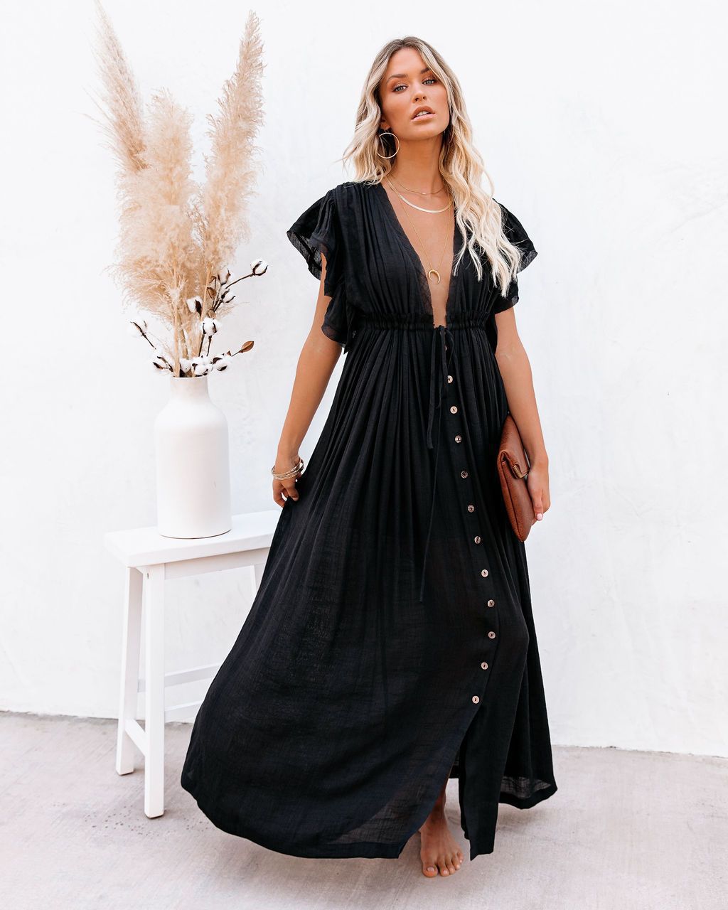 Coco Button Front Beach Cover Up