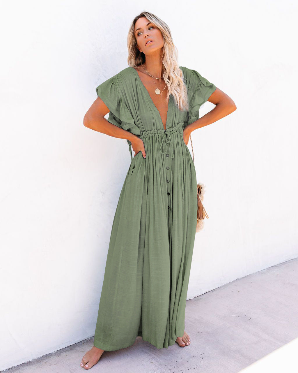 Coco Button Front Beach Cover Up