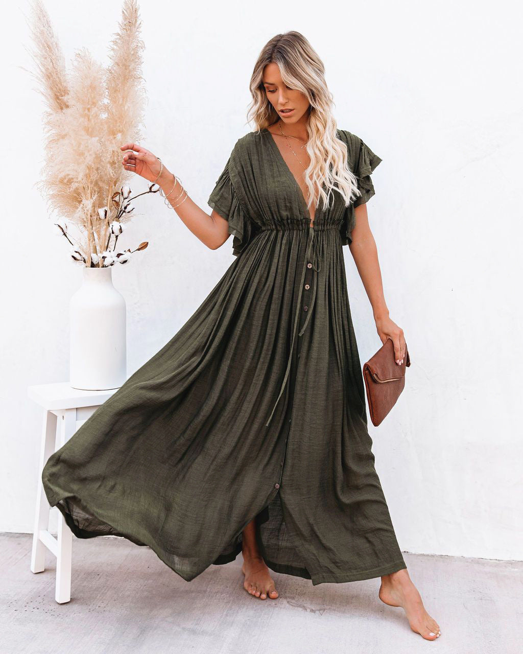 Coco Button Front Beach Cover Up