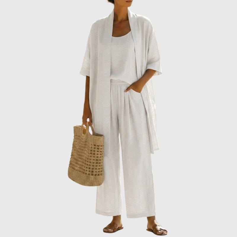 Solene Breathable Linen-Cotton Three-Piece Set