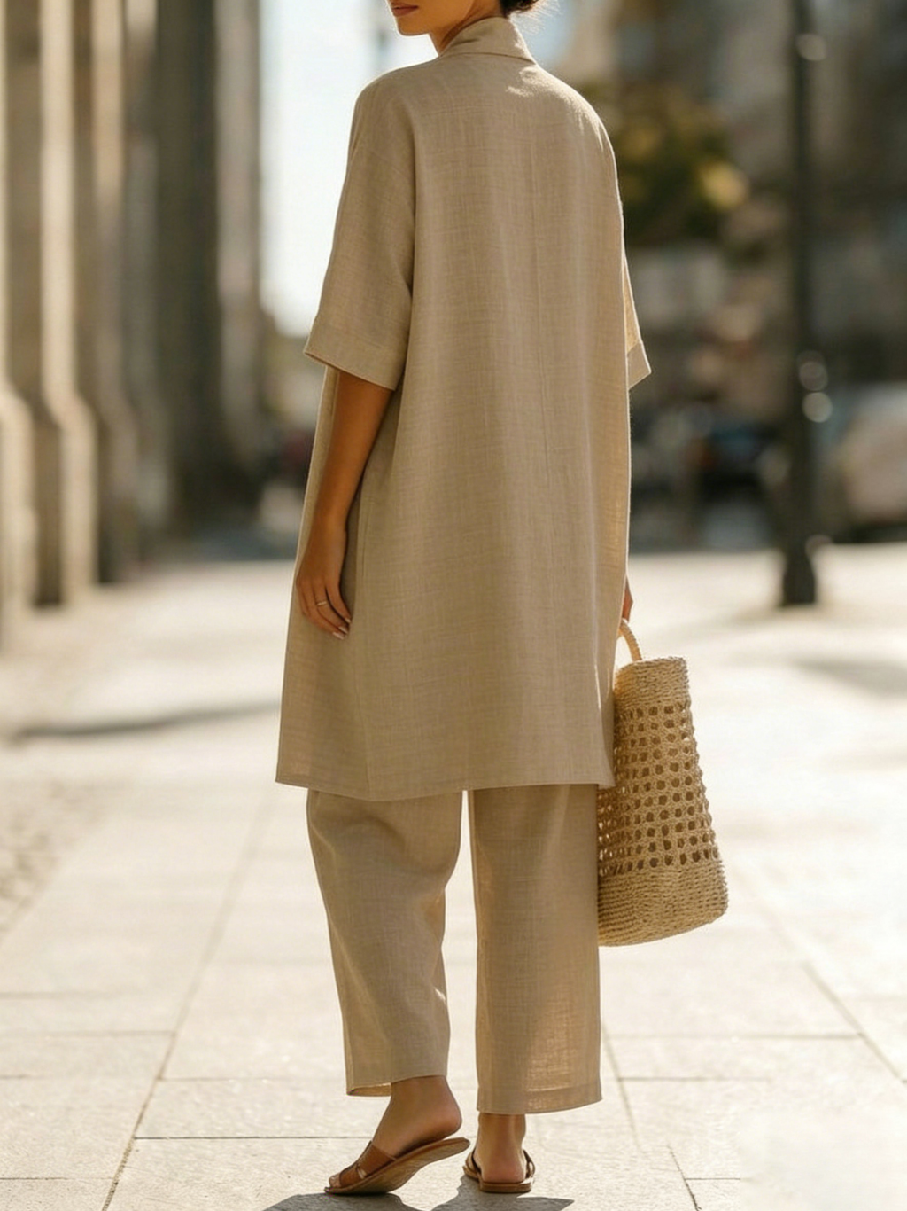 Solene Breathable Linen-Cotton Three-Piece Set