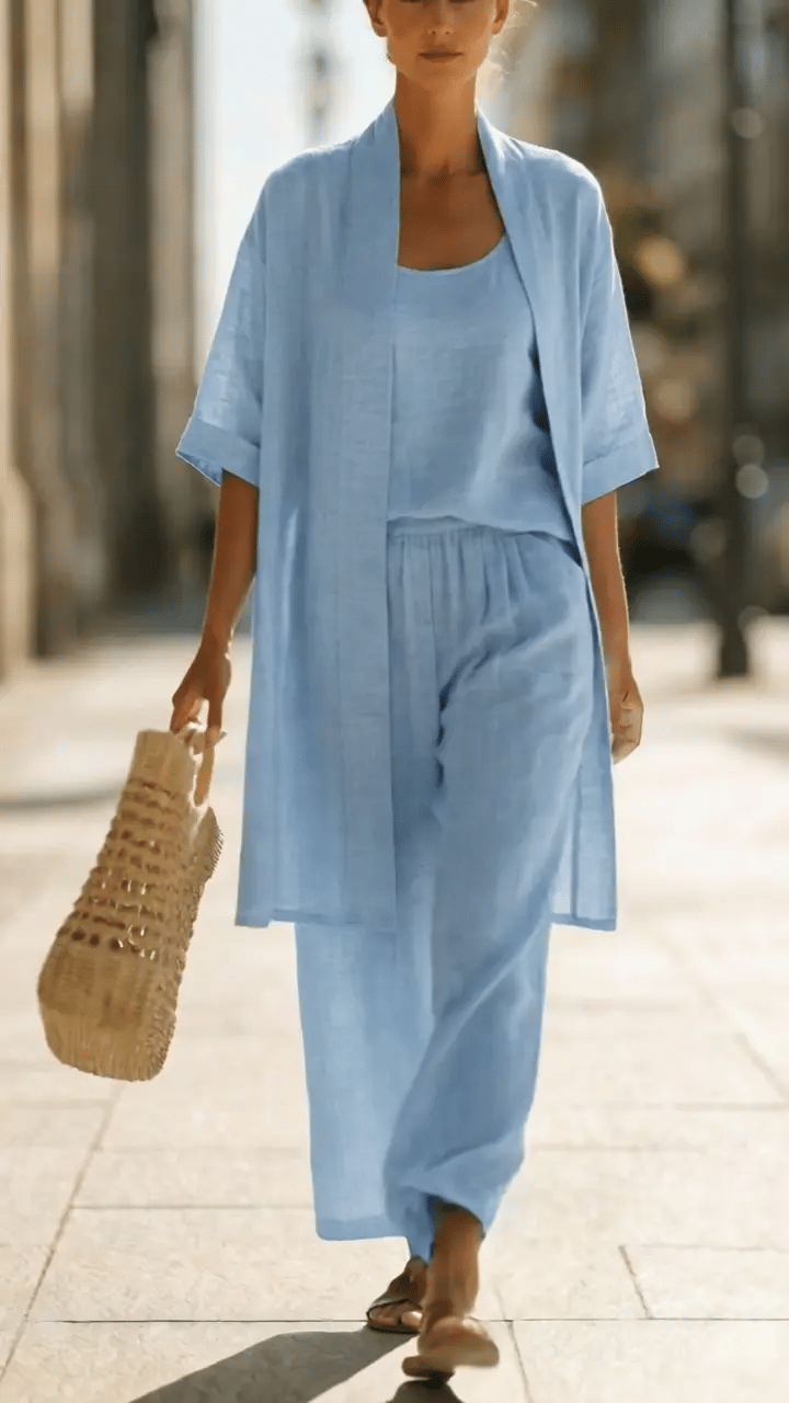 Solene Breathable Linen-Cotton Three-Piece Set