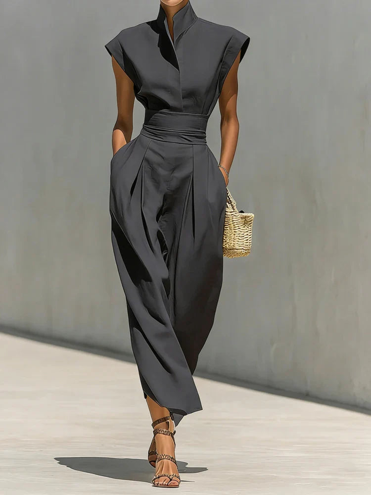 Romy Tailored Mock-Neck Midi Dress