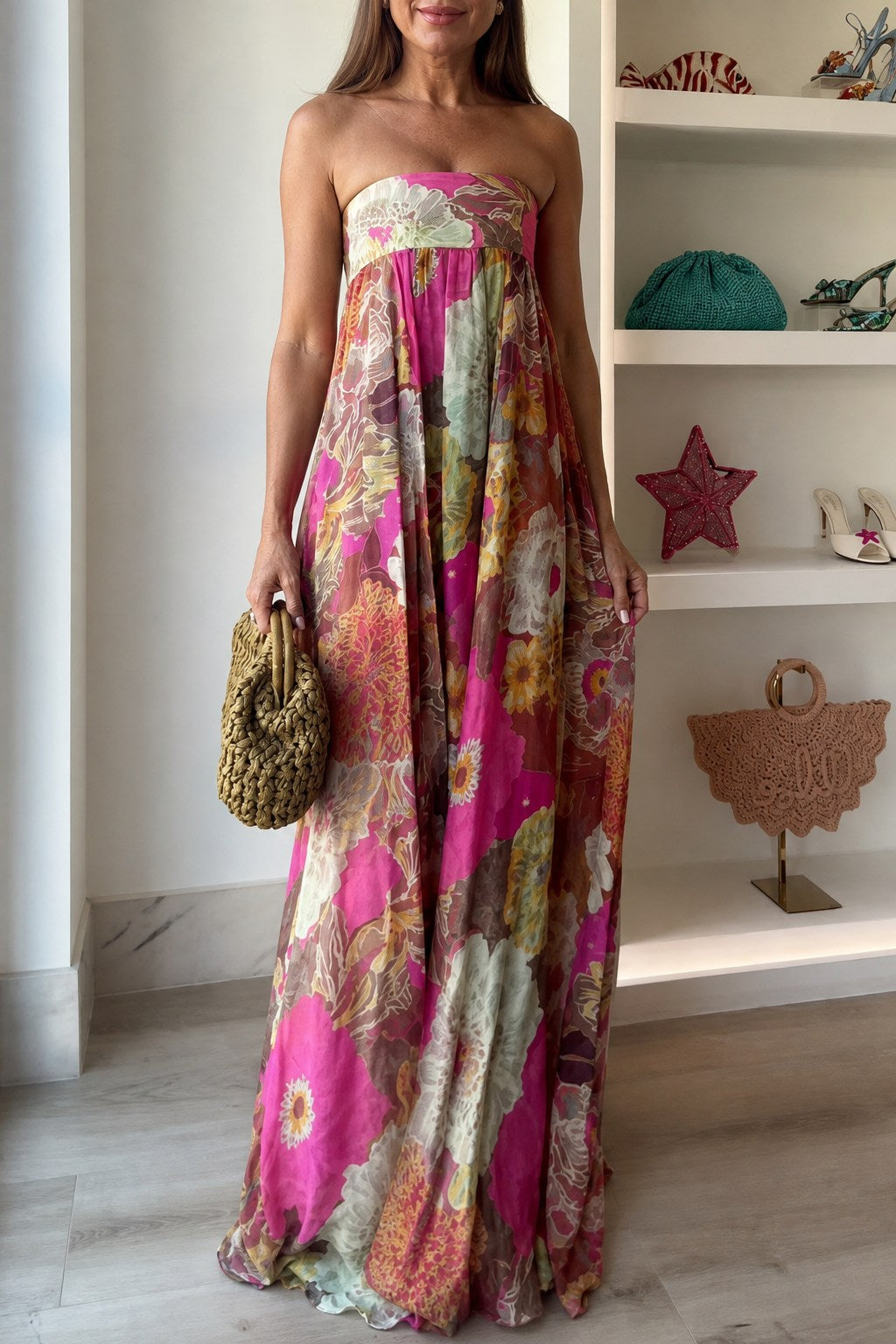 Freya Romantic Strapless Floral Maxi Dress