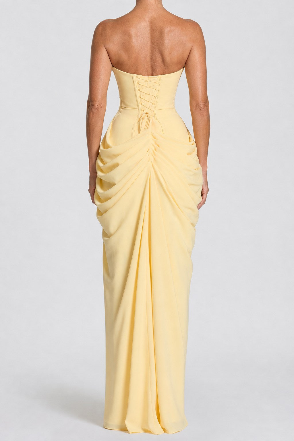 Elodie Sculpted Strapless Corset Maxi Dress with Split
