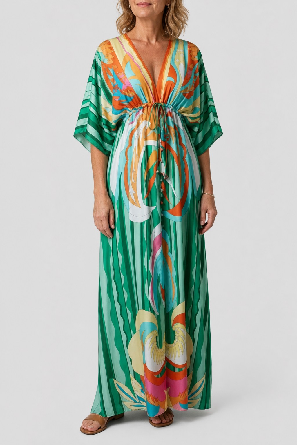 Juno Easy Printed Maxi Dress with Tie Waist