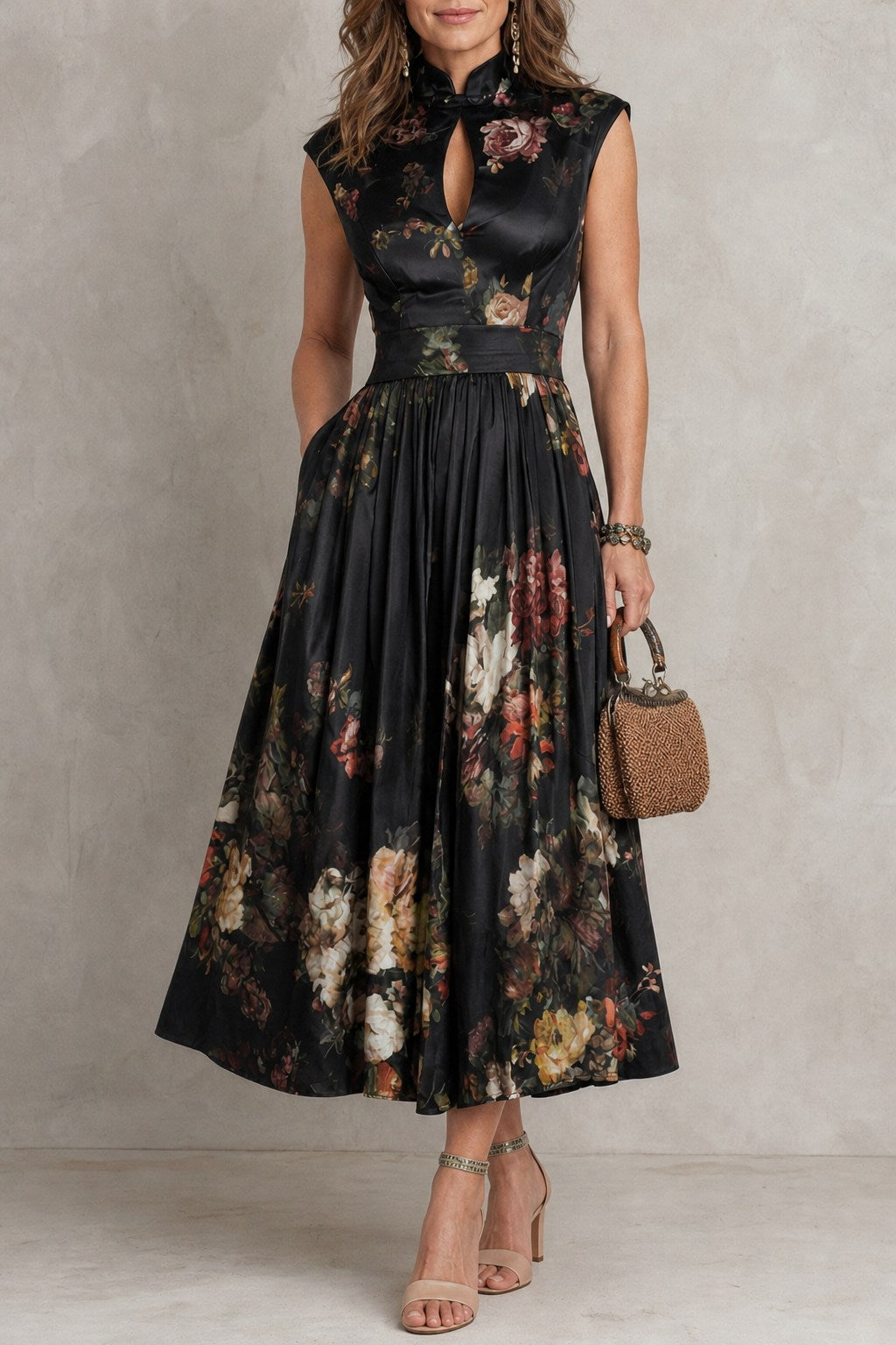 Ottilie Structured Midi Event Dress with Defined Waist