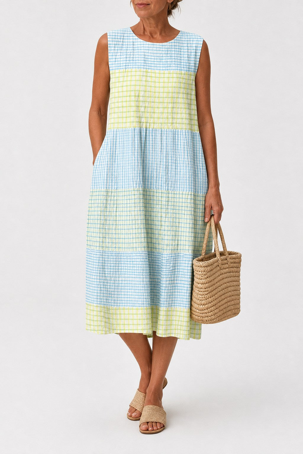 Polly Breezy Linen Tiered Midi Sundress