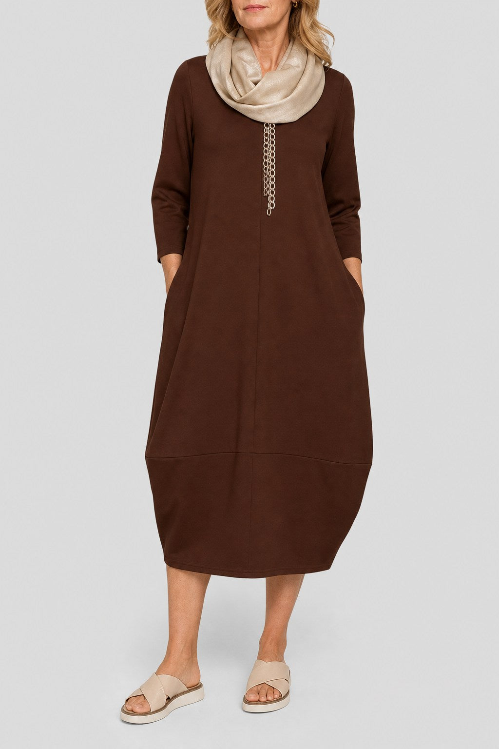 Nell Everyday A-Line Midi Dress with Pockets