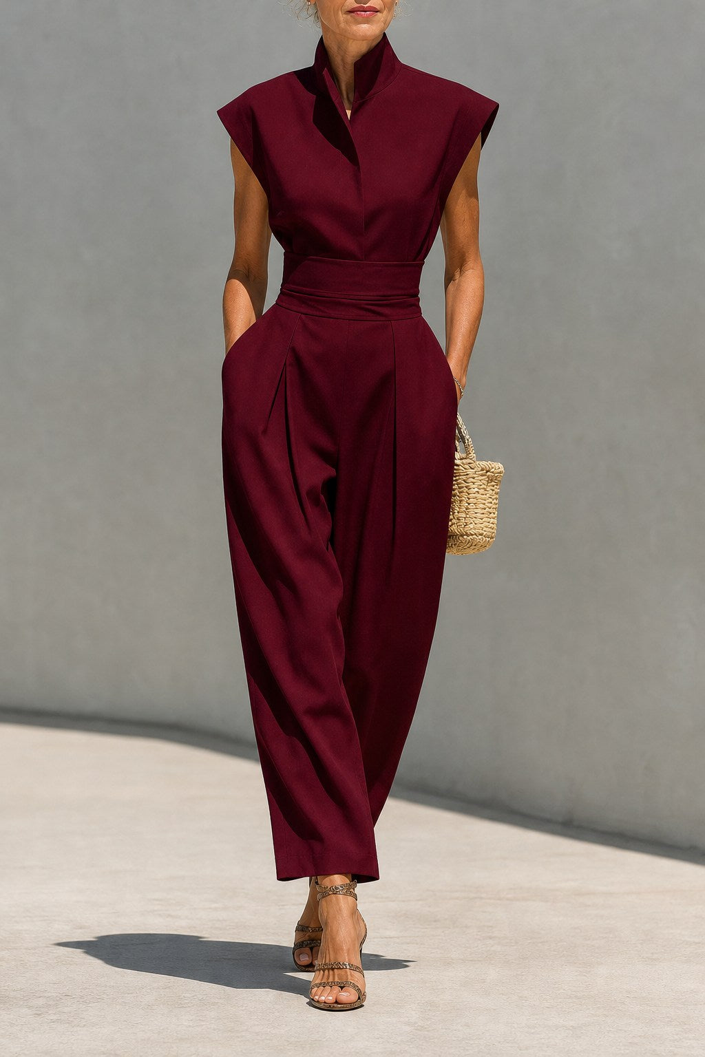 Romy Tailored Mock-Neck Midi Dress