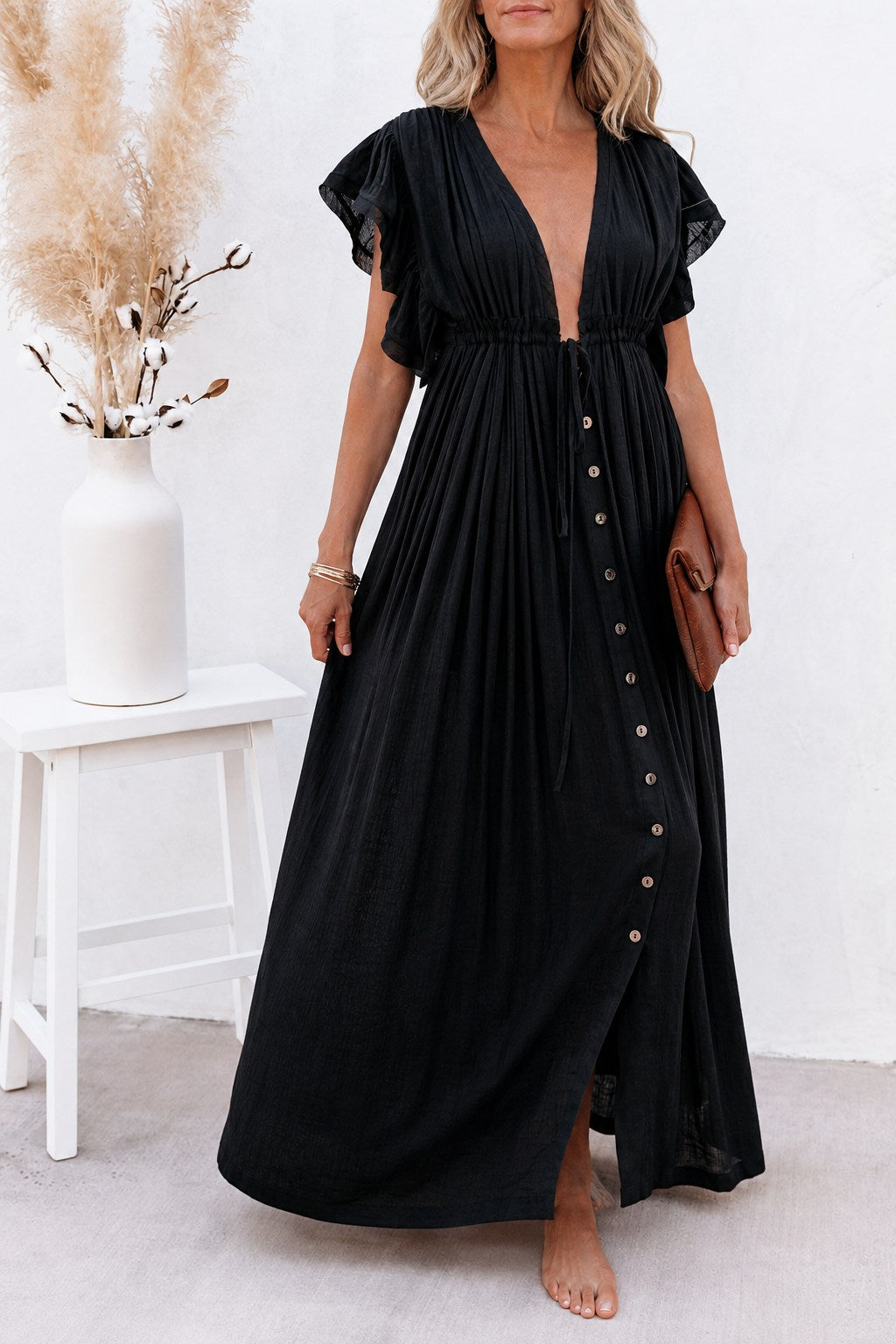 Coco Button Front Beach Cover Up