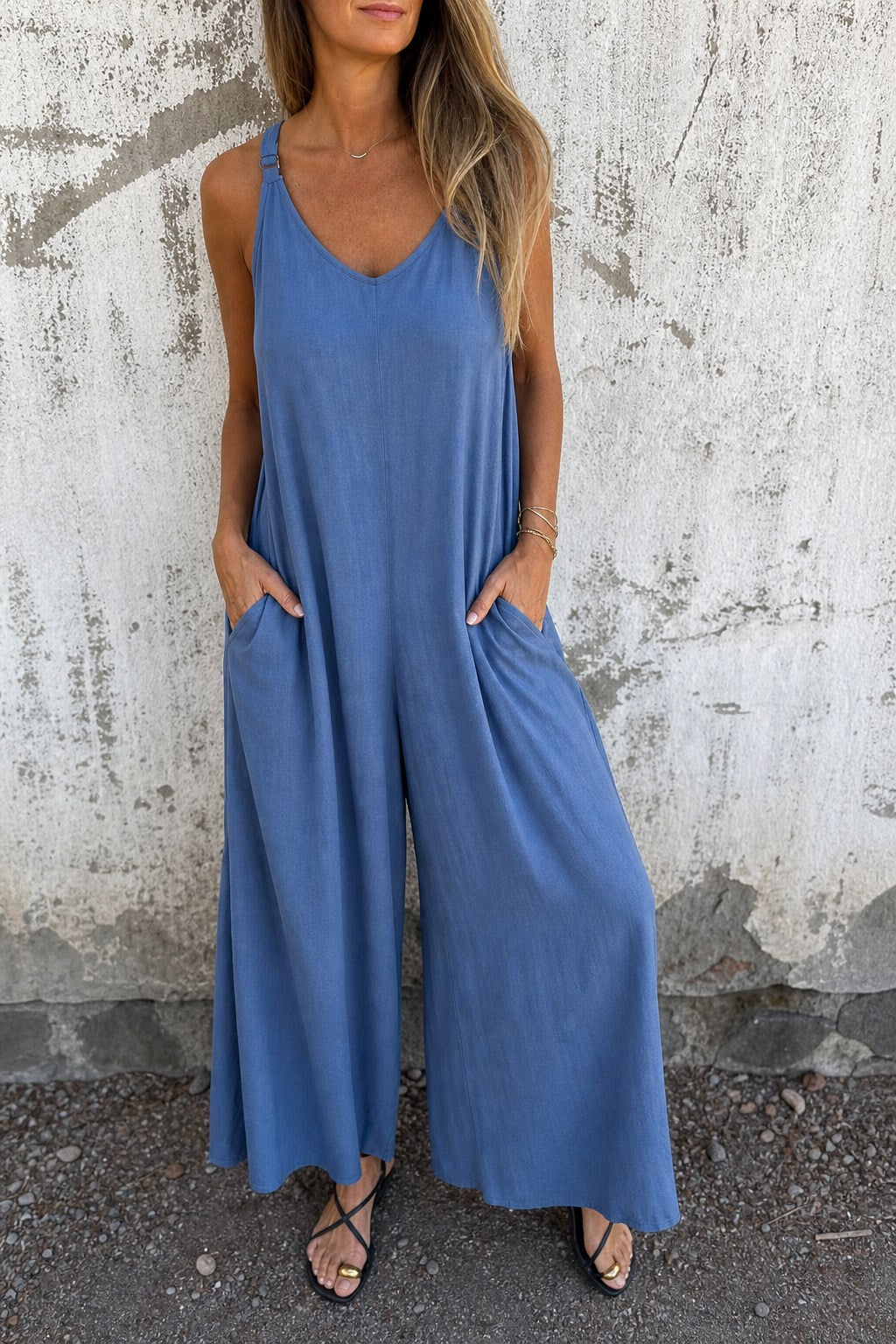 Lucia Relaxed V-Neck Jumpsuit with Pockets