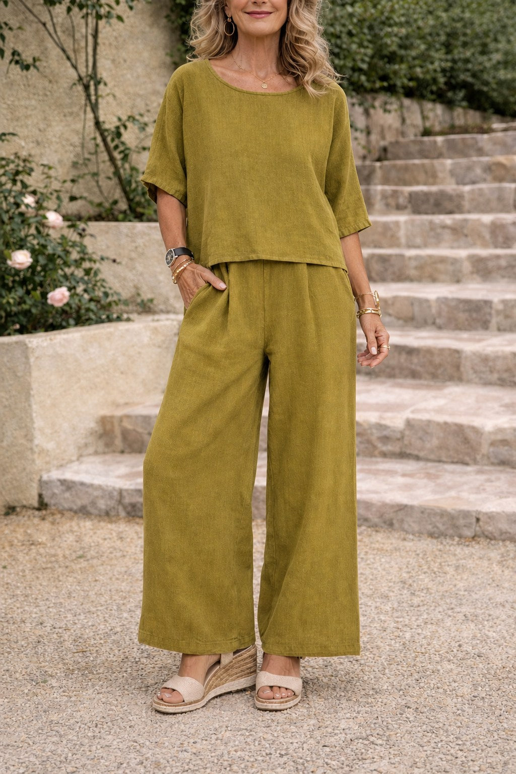 Callie Boxy Top and Wide Leg Trousers Summer Set