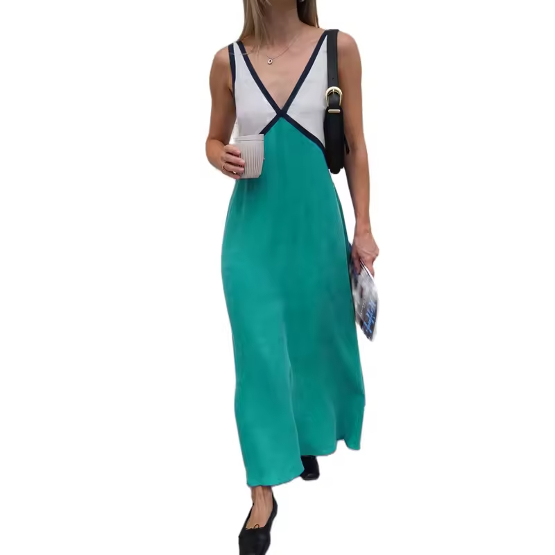 Jade Bold Colourblock V-Neck Midi Dress