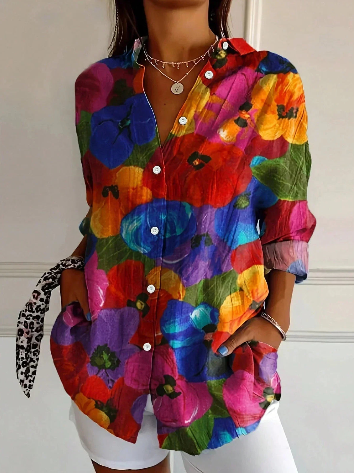 Pia Colourful Patterned Summer Blouse