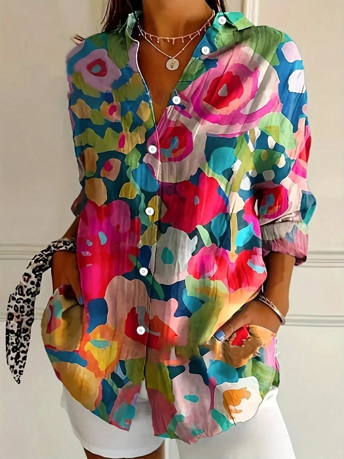 Pia Colourful Patterned Summer Blouse