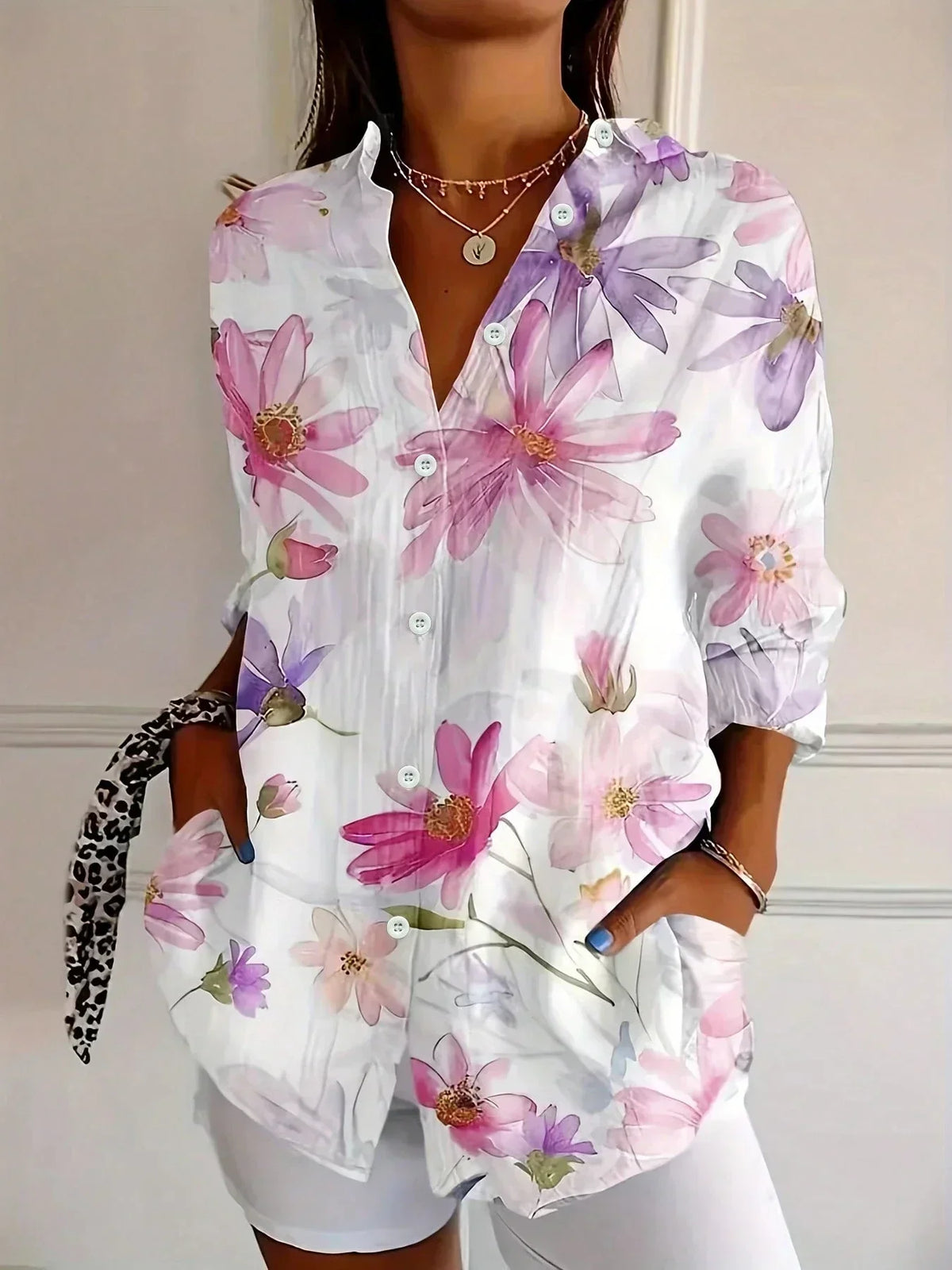 Pia Colourful Patterned Summer Blouse