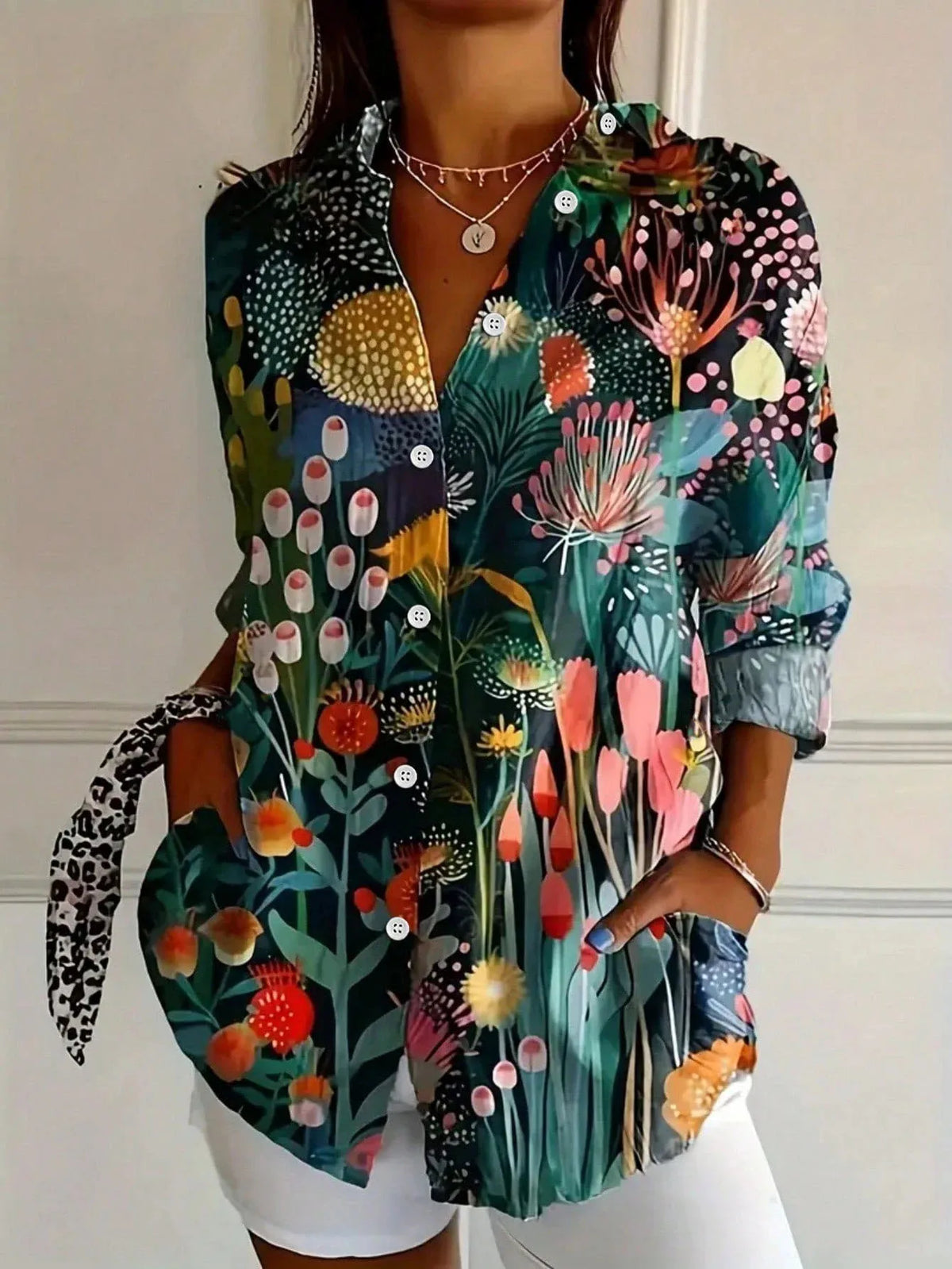Pia Colourful Patterned Summer Blouse