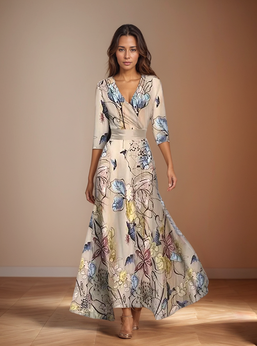Maren Flowing Floral Maxi Dress with Short Sleeves