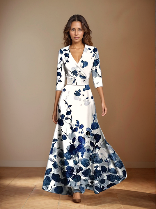 Maren Flowing Floral Maxi Dress with Short Sleeves